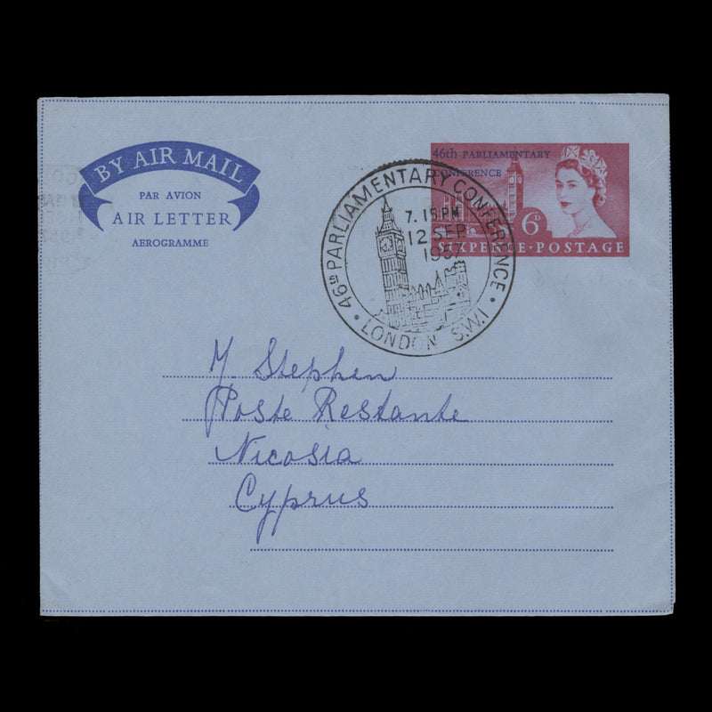 Great Britain 1957 (FDA) 6d Parliamentary Conference air letter, LONDON