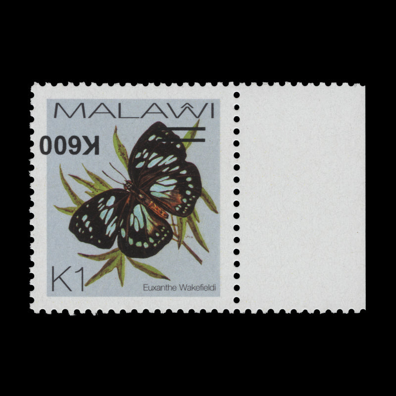 Malawi 2018 (Variety) K600/K1 Euxanthe Wakefieldi with inverted surcharge