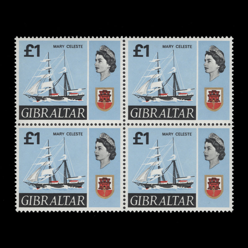 Gibraltar 1967 (MNH) £1 Mary Celeste block