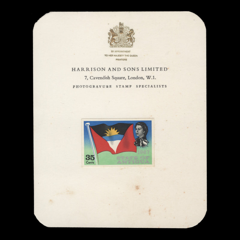 Antigua 1967 (Proof) 35c Statehood imperf single on presentation card