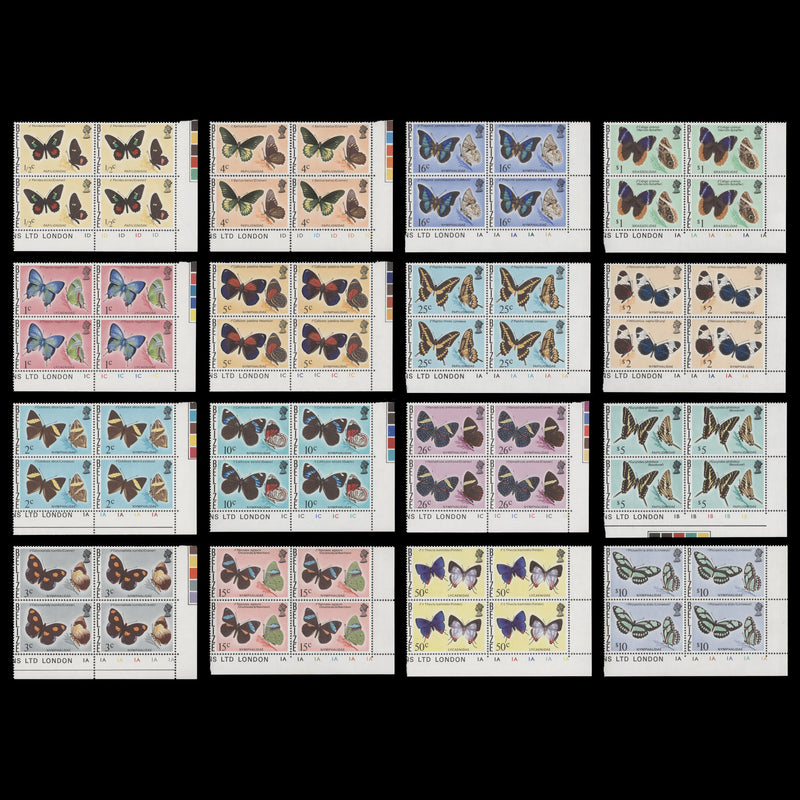 Belize 1974 (MNH) Butterflies Definitives plate blocks
