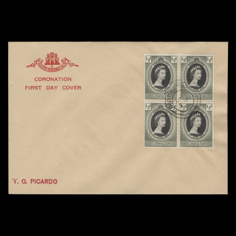 Gibraltar 1953 (FDC) ½d Coronation block