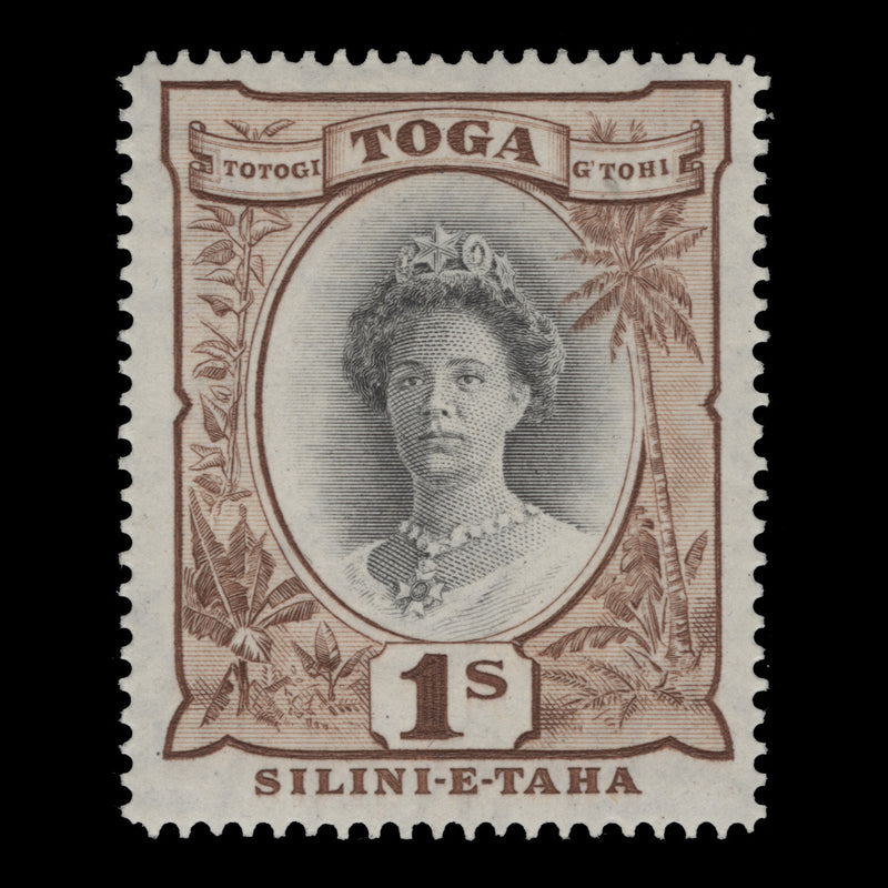 Tonga 1942 (Variety) 1s Queen Salotte with retouched hyphen