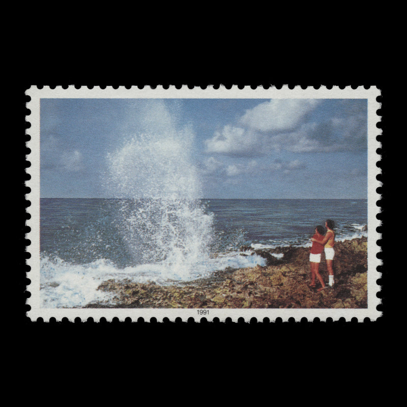 Cayman Islands 1991 (Error) 30c Blowholes missing silver. SG728a