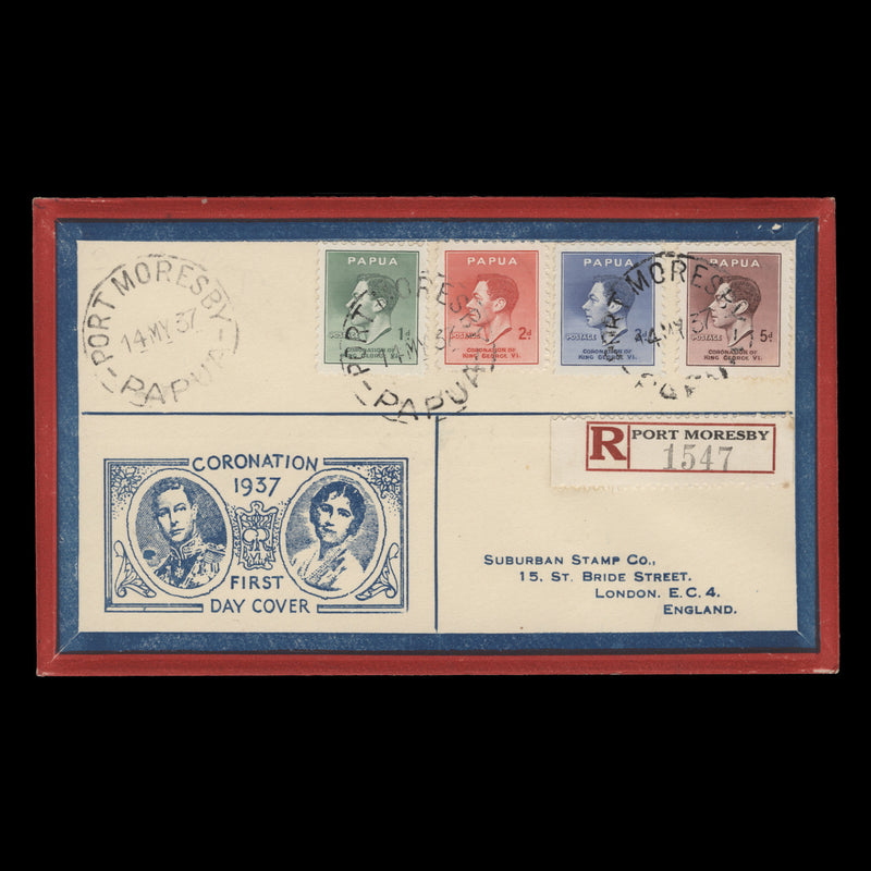 Papua 1937 Coronation illustrated first day cover, PORT MORESBY