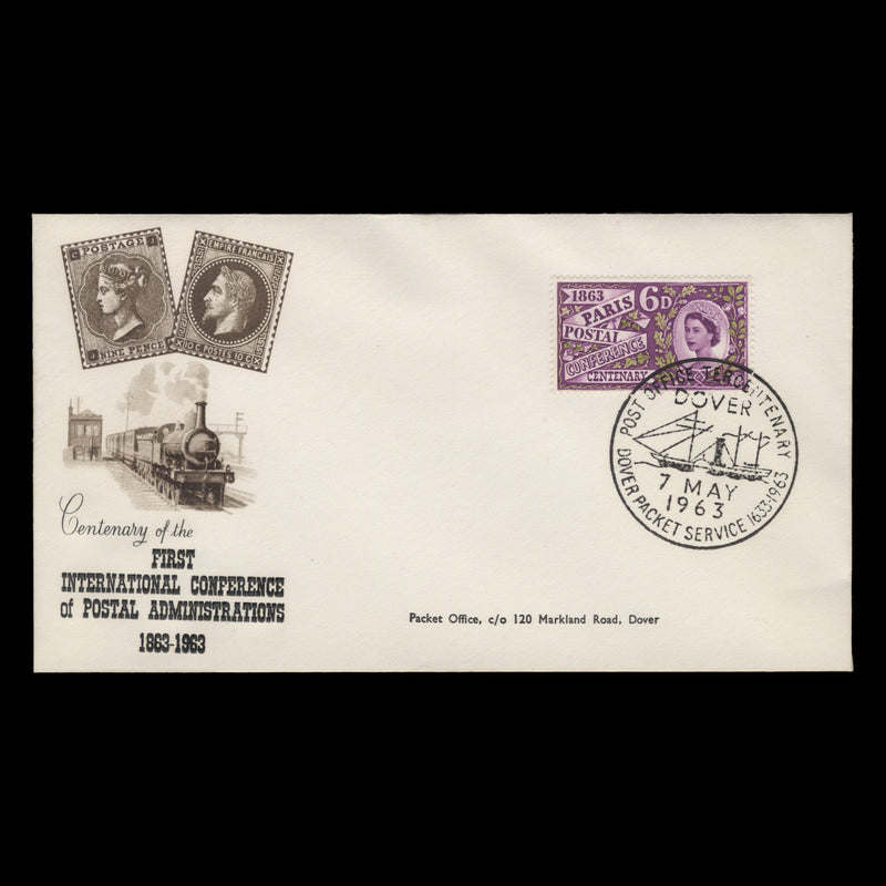 Great Britain 1963 (FDC) 6d Paris Postal Conference ordinary, DOVER PACKET SERVICE