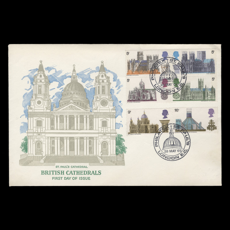 Great Britain 1969 Cathedrals first day cover, PHILATEX