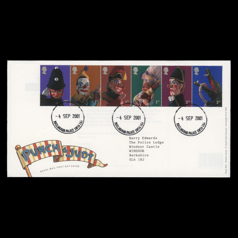 Great Britain 2001 Punch & Judy Puppets first day cover, BUCKINGHAM PALACE