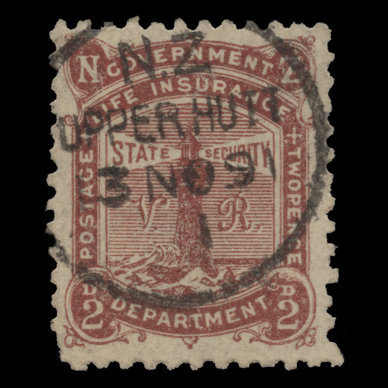 New Zealand 1891 (Used) 2d Brown-Red, life insurance, perf 12 x 11½