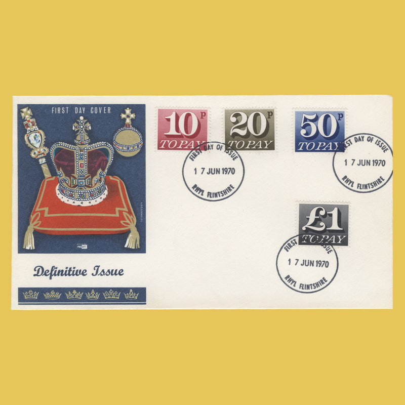 Great Britain 1970 To Pay Labels first day cover, RHYL