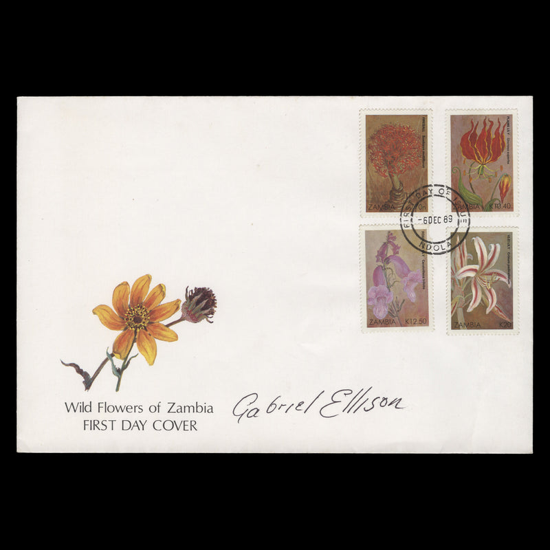Zambia 1989 Wild Flowers first day cover signed by Gabriel Ellison