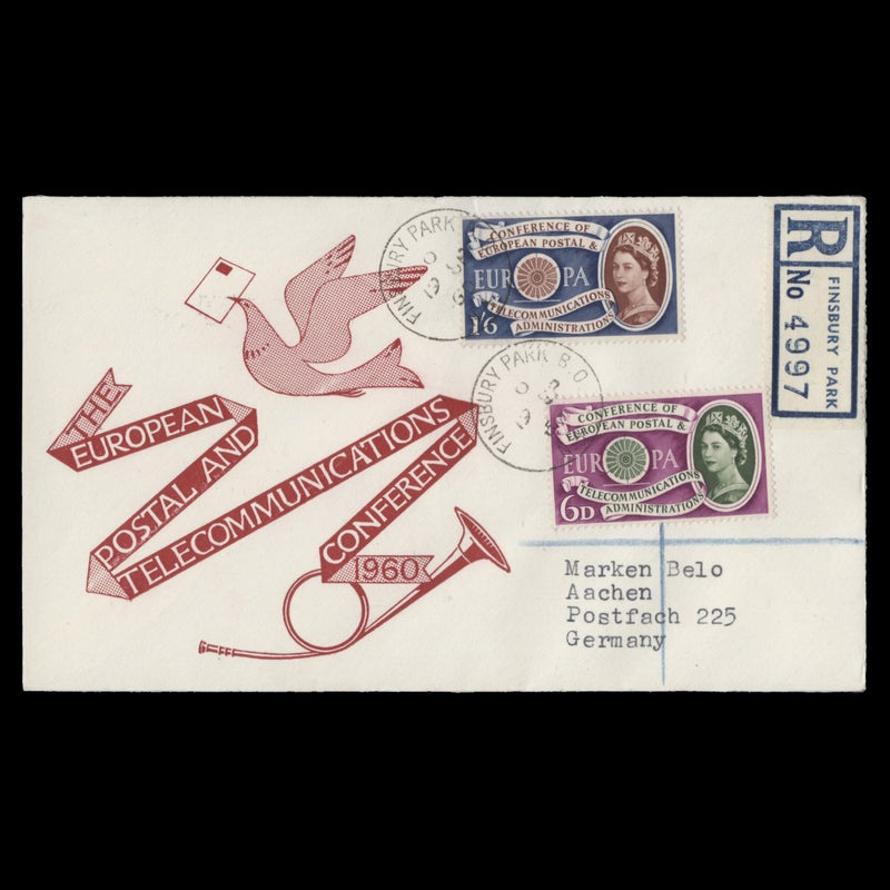 Great Britain 1960 CEPT first day cover, FINSBURY PARK