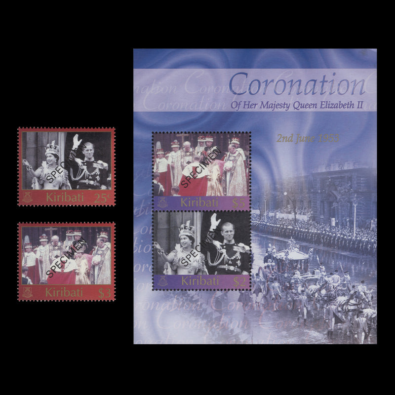 Kiribati 2003 (MNH) Coronation Anniversary SPECIMEN set and miniature sheet