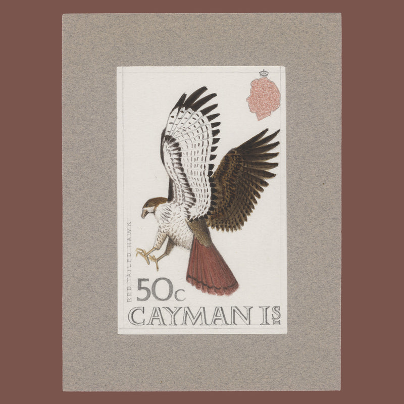 Cayman Islands 1975 Red-Tailed Hawk unadopted essay by Michael Goaman