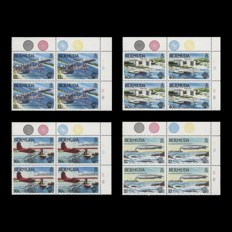 Bermuda 1983 (MLH) Bicentenary of Manned Flight traffic ight/plate blocks