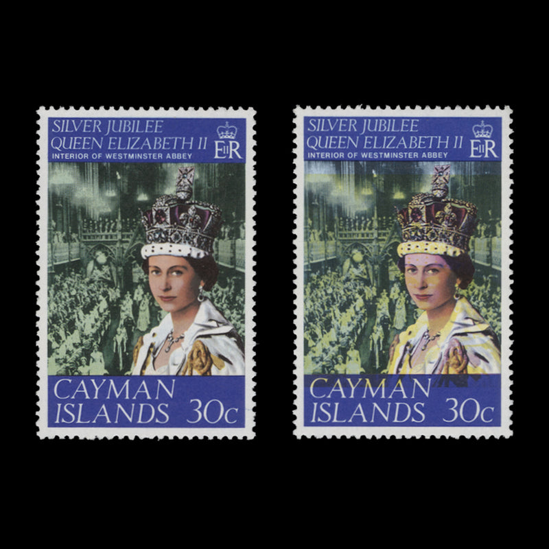 Cayman Islands 1977 (MNH) 30c Silver Jubilee with yellow shift