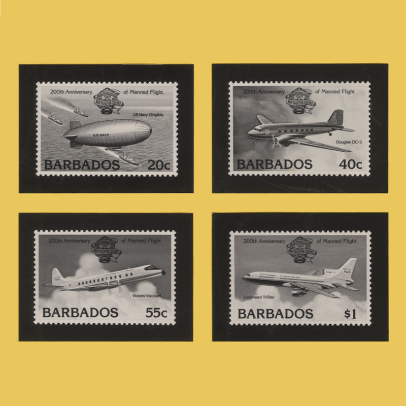Barbados 1983 Manned Flight Bicentenary photographic proofs