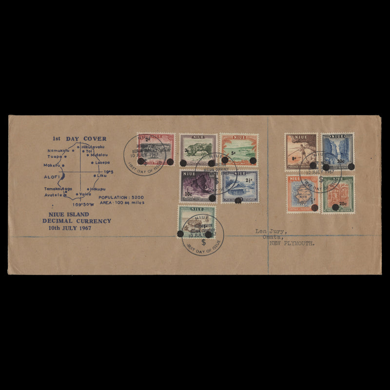 Niue 1967 Decimal Provisionals first day cover