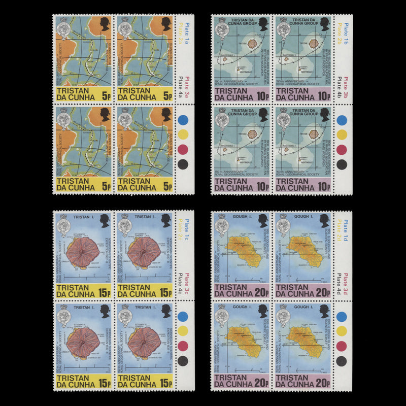 Tristan da Cunha 1980 (MNH) Maps traffic light/plate blocks