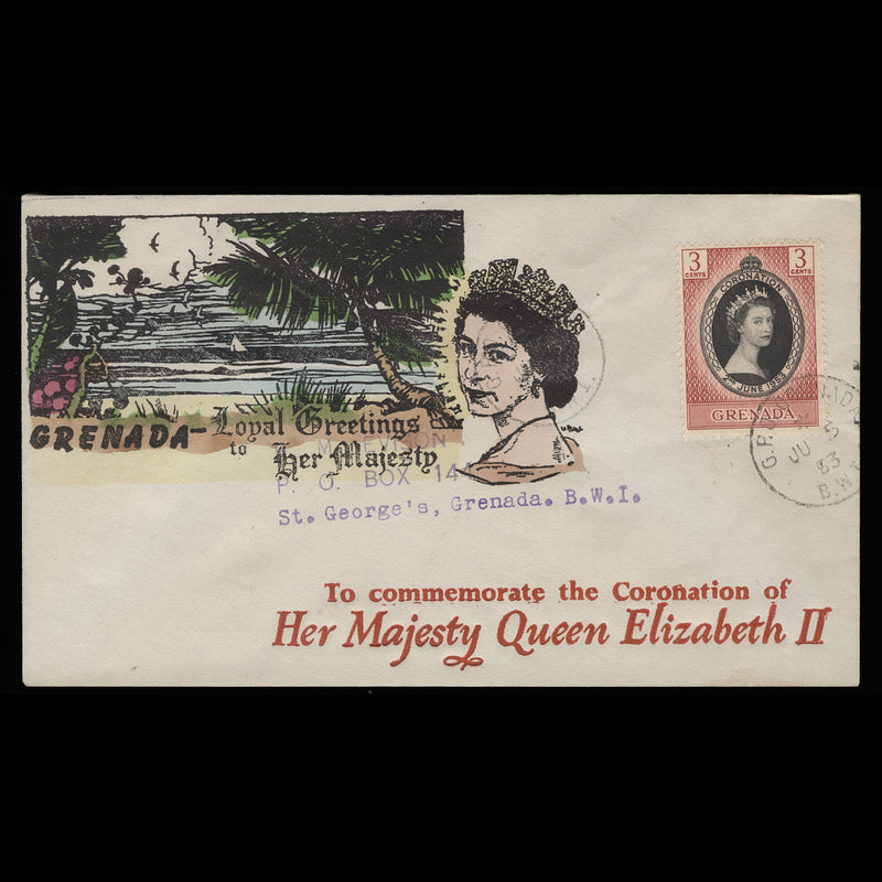 Grenada 1953 (Used) 3c Coronation, GPO