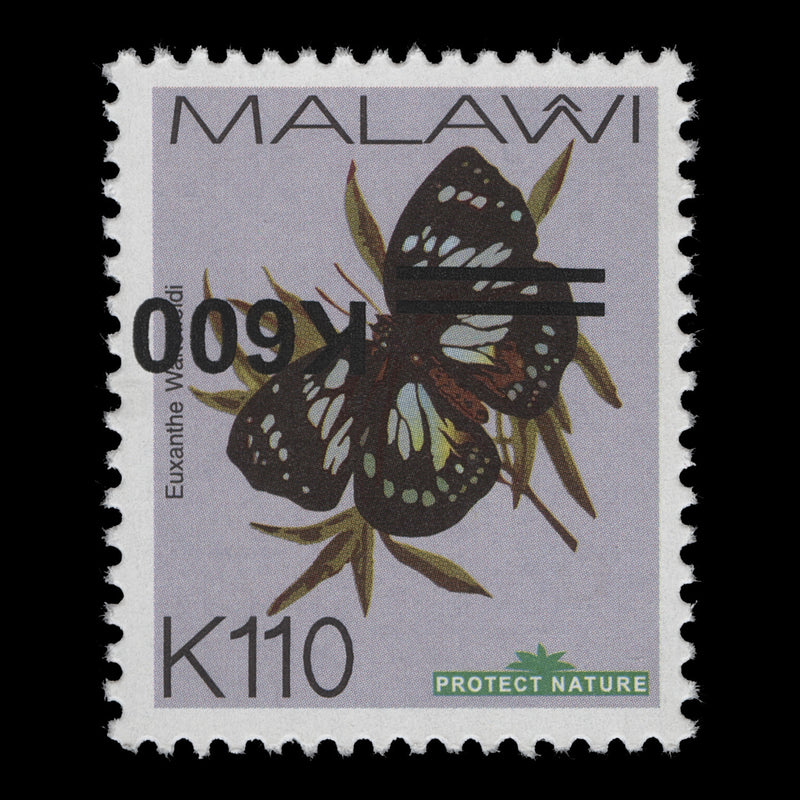 Malawi 2020 (Variety) K600/K110 Euxanthe Wakefieldi with inverted surcharge