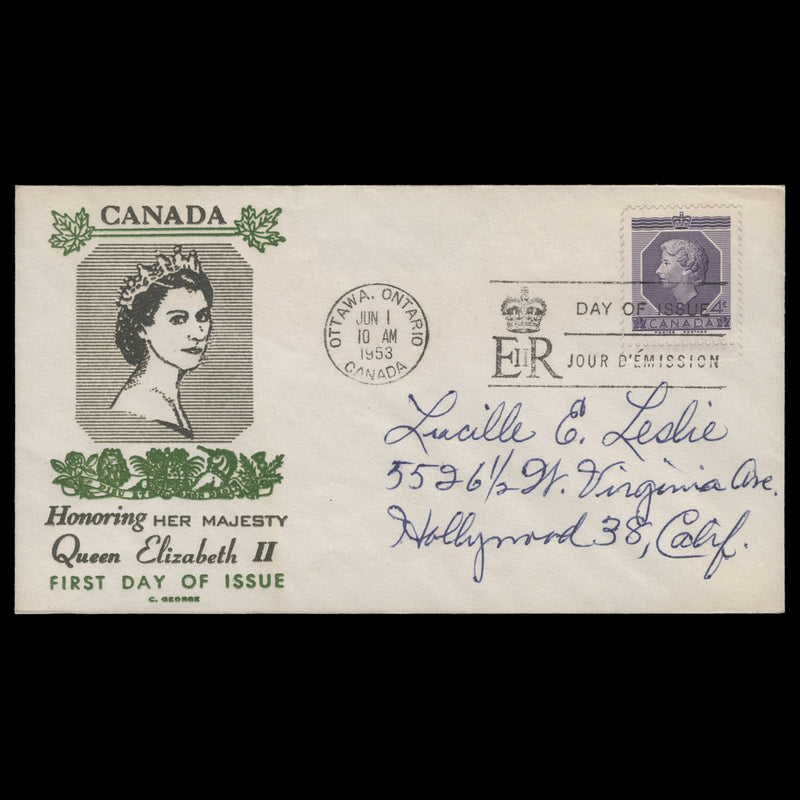 Canada 1953 (FDC) 4c Coronation, OTTAWA