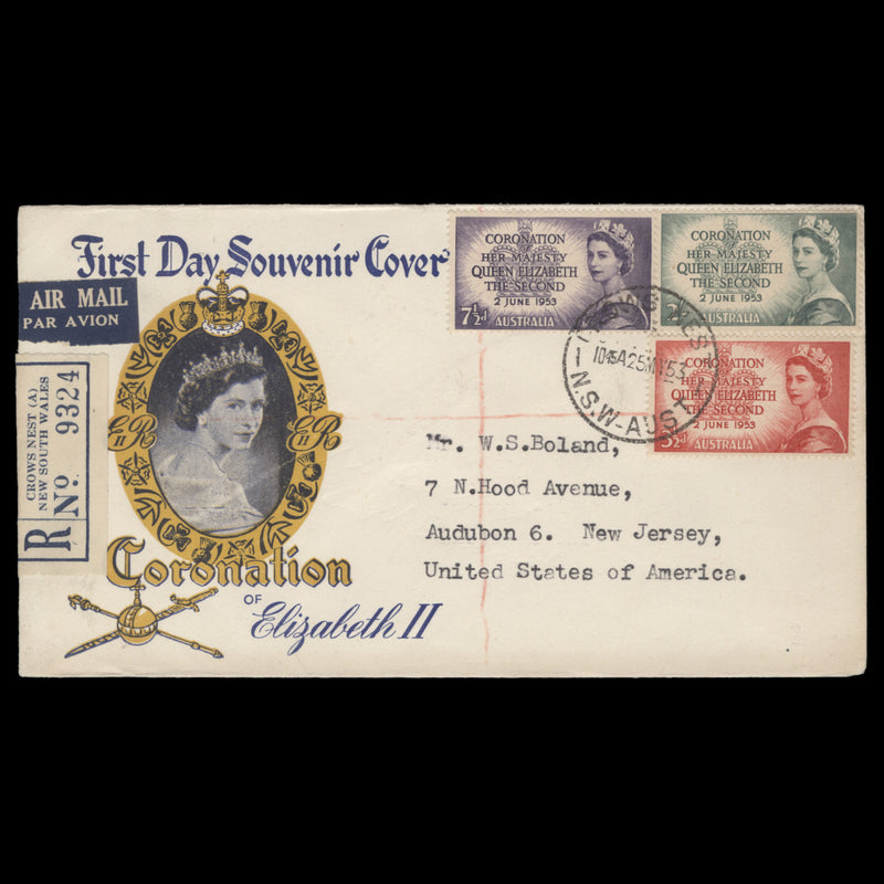 Australia 1953 Coronation first day cover, CROWS NEST