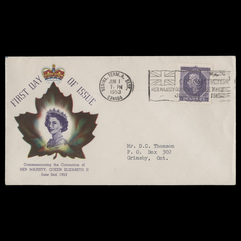 Canada 1953 (FDC) 4c Coronation, REGINA