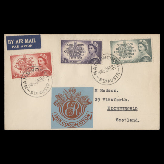 Australia 1953 Coronation first day cover, NAILSWORTH