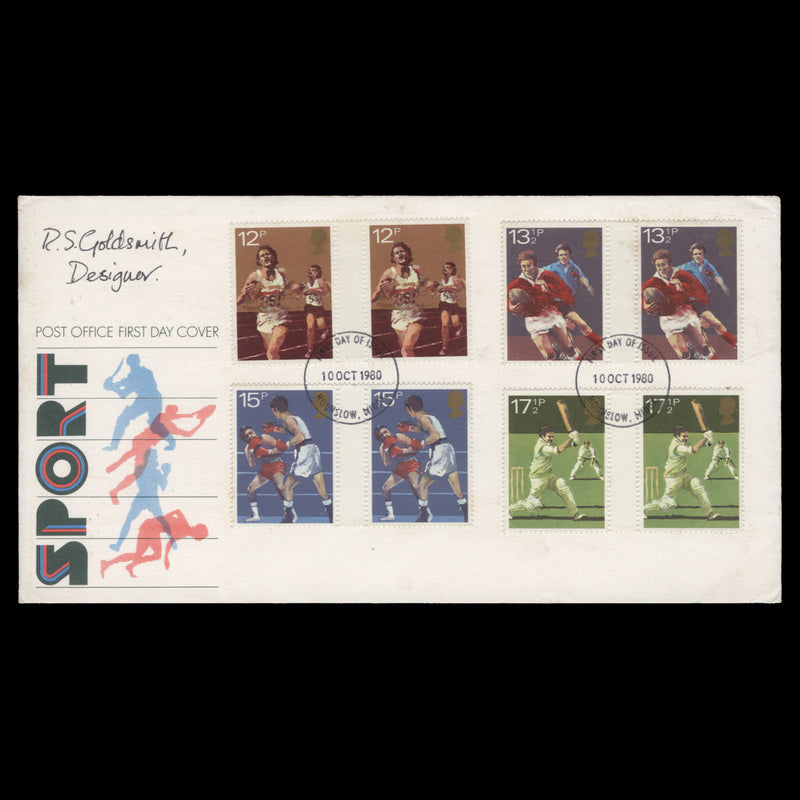 Great Britain 1980 Sport Centenaries first day cover signed by designer