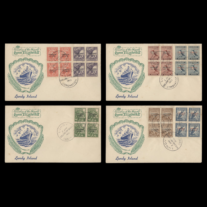 Lundy Island 1953 Coronation blocks first day covers