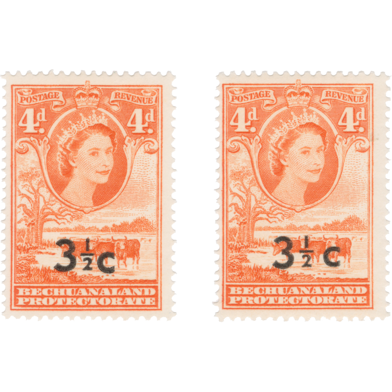 Bechuanaland 1961 (MLH) 3½c/4d Baobab Tree & Cattle type I