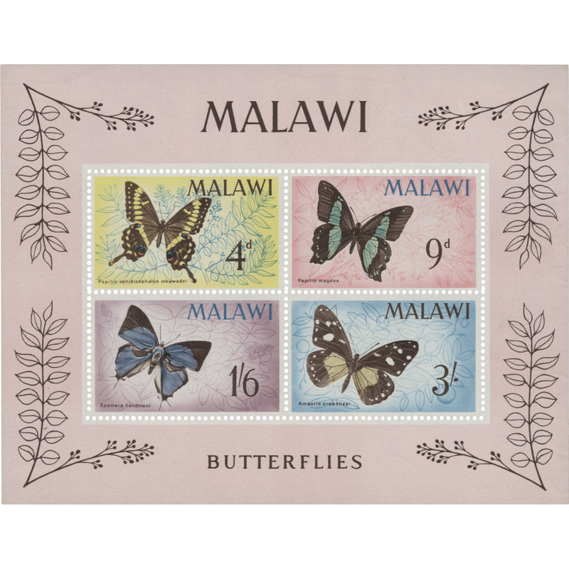 Malawi 1966 (MNH) Butterflies miniature sheet