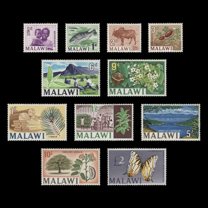Malawi 1966 (MNH) Definitives, cockerals watermark