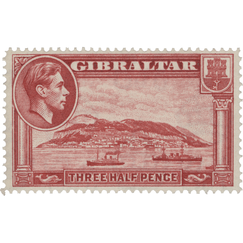 Gibraltar 1938 (MLH) 1½d The Rock of Gibraltar, perf 14 x 14