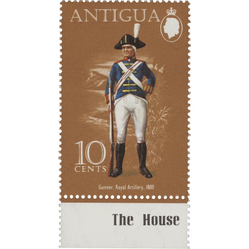 Antigua 1974 (Variety) 10c Military Uniforms, cockerels watermark