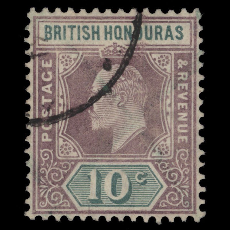 British Honduras 1907 (Used) 10c Dull Purple & Emerald-Green