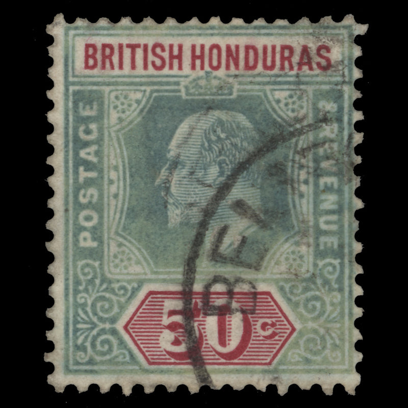British Honduras 1907 (Used) 50c Grey-Green & Carmine