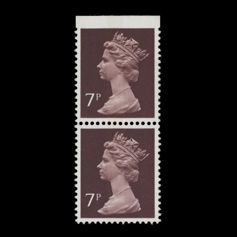 Great Britain 1977 (Variety) 7p Purple-Brown imperf to margin