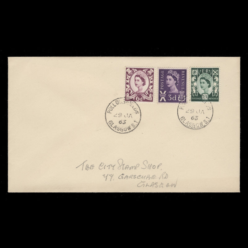 Scotland 1963 Wilding Definitives first day cover, POLLOCKSHIELDS