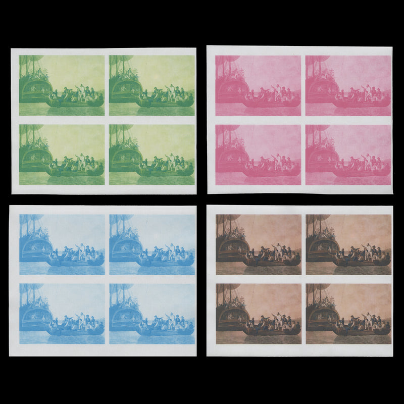 Aitutaki 1989 (Variety) Bicentenary of Discovery miniature sheet progressive proof blocks