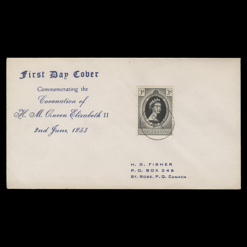 Ascension 1953 (FDC) 3d Coronation