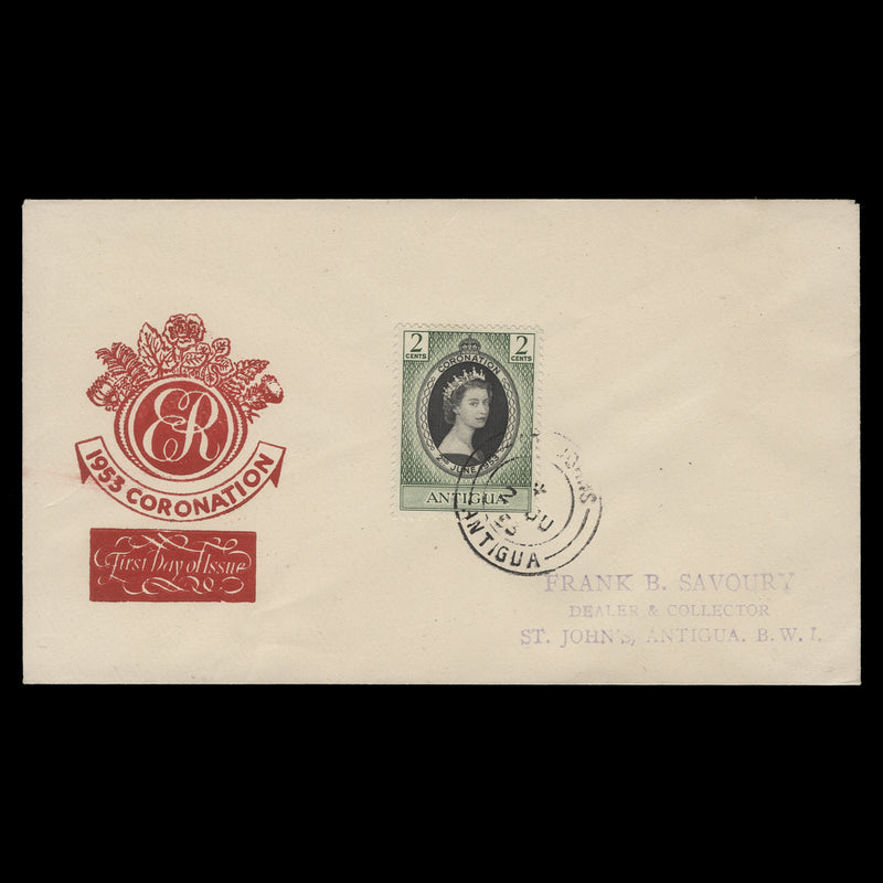 Antigua 1953 (FDC) 2c Coronation, ST JOHNS