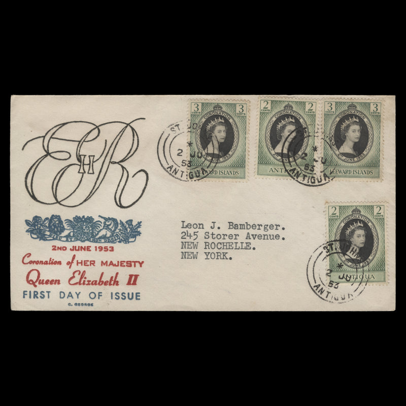 Antigua/Leeward Islands 1953 Coronation first day cover, ST JOHNS