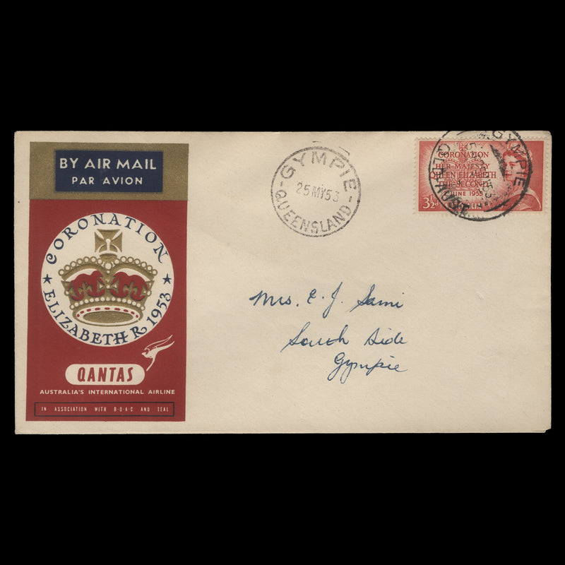 Australia 1953 (FDC) 3½d Coronation, GYMPIE