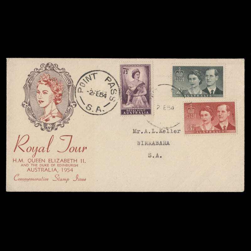 Australia 1954 Royal Visit first day cover, POINT PASS