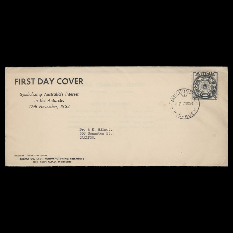 Australia 1954 Antarctic Research Expeditions first day cover, MELBOURNE