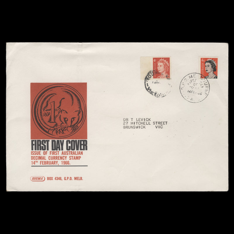Australia 1966 (FDC) 4c Queen Elizabeth II coil and sheet singles