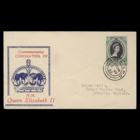 Aden 1953 Coronation first day cover, ADEN GPO