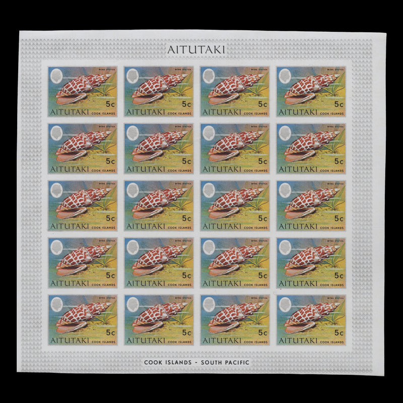 Aitutaki 1974 Pontifical Mitre imperforate proof sheet